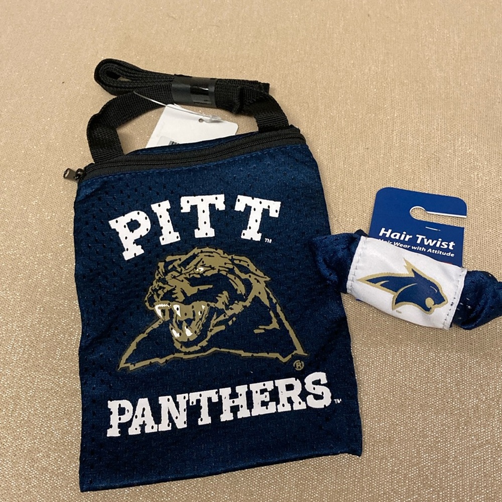 Pitt panthers, university of Pittsburgh, crossbody and scrunchie set